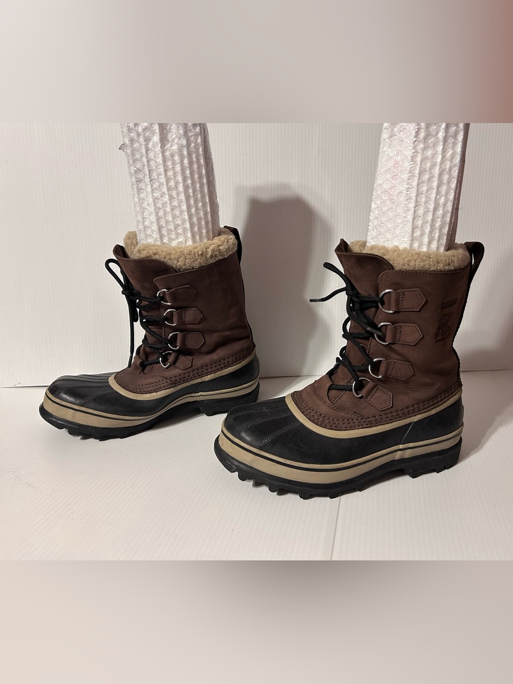 Sorel Caribou NM1000-238 brown leather waterproof winter snow boot men size 8